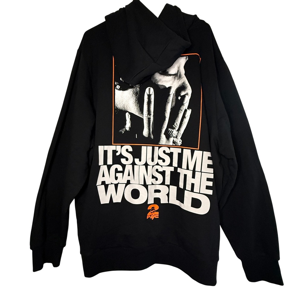 2Pac Tupac Me Against the World Graphic Hoodie Black Orange NWT Oversized